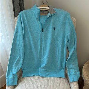Polo Ralph Lauren Men's Light Blue Quarter Zip-Up Long Sleeve Pullover size L